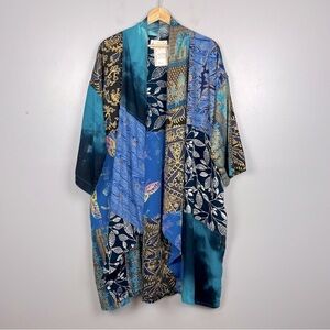 Wild Thing Wild Woman Bohemian Patchwork Open Cardigan Long Kimono Jacket, OS.